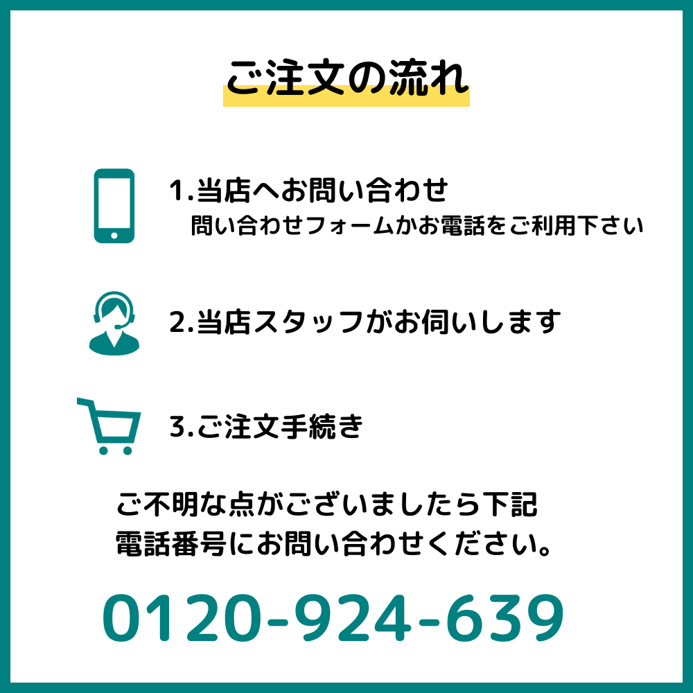ご注文の流れ - ①当店へお問い合わせ ②当店スタッフがお伺いします ③ご注文手続き - 美川漢方堂 0120-924-639